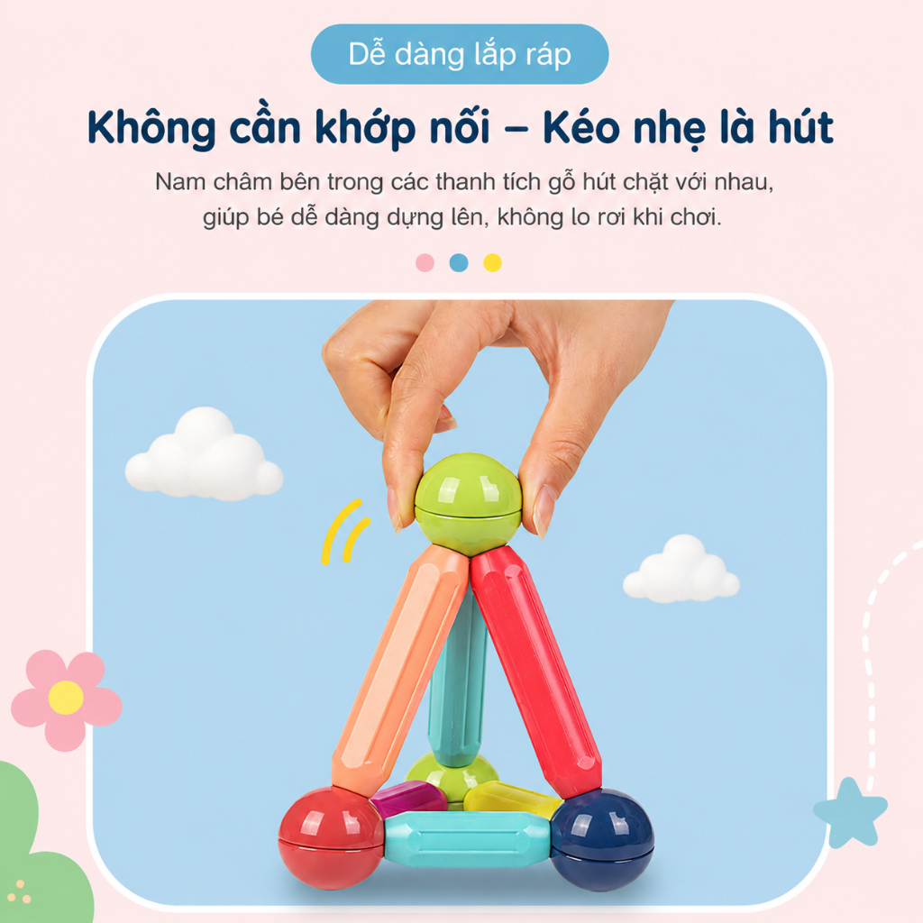 Bộ Thanh Nam Châm Lắp Ghép 64 Chi Tiết Cho Bé – Đồ Chơi Sáng Tạo, Phát Triển Tư Duy Và Kỹ Năng