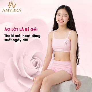 Combo 4 ( Set 3 ) Áo Lá Cho Bé Gái Mới Lớn, Không Đệm, Áo Lót Lá Bé Gái Mềm Thoáng Khí AMYBRA B402