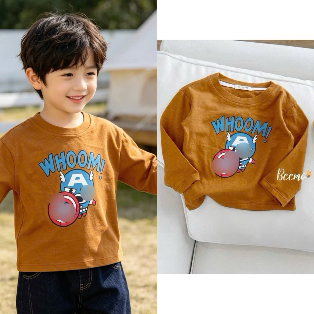 Áo thun dài tay bé trai nhiều mẫu Bernie Beemo size 80–130 (9–24kg) cotton mềm