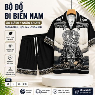 đồ bộ mặc mùa hè cộc tay mặc đi chơi đi biển đi du lịch họa tiết đẹp, bộ biển nam cao cấp PLN fashion N23