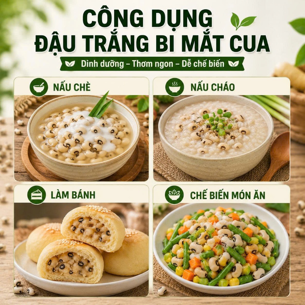 [Sỉ] Đậu Trắng Mắt Cua Gia Đình / Quán Ăn – Hạt Đẹp Không Lẫn – Thơm Bùi Tự Nhiên