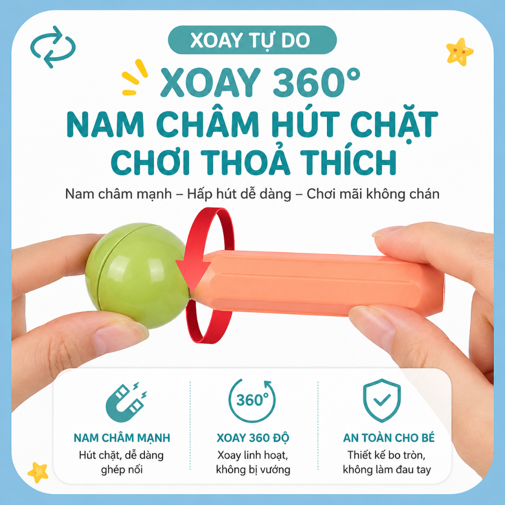 Bộ Thanh Nam Châm Lắp Ghép 64 Chi Tiết Cho Bé – Đồ Chơi Sáng Tạo, Phát Triển Tư Duy Và Kỹ Năng