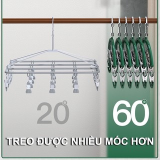 (V22) Móc 10 Kẹp Có Bọc Nhựa Treo Tất Vớ, Đồ Lót Chất Liệu Thép Không Gỉ Có KHoá Chống Trượt, Chống Gió Tiện Lợi
