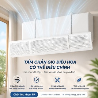 Tấm Chắn Gió Điều Hòa Treo Tường | Điều Hướng Gió Máy Lạnh Kéo Dài 52-87cm | Chống Thổi Trực Tiếp