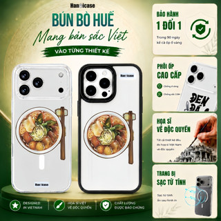 Ốp lưng cho iPhone 12 13 14 15 16 17 chống sốc và ố vàng trong suốt hình in Bún Bò Huế