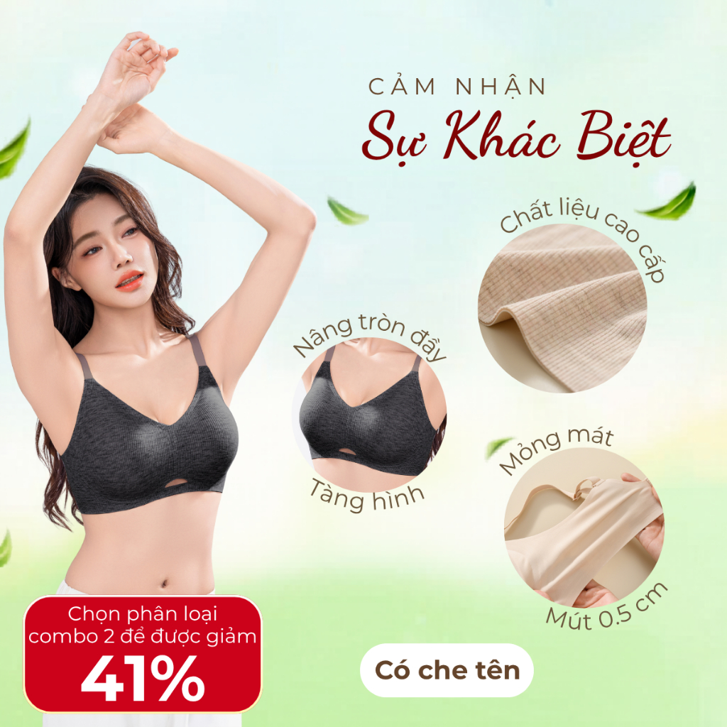 Bra Áo Lót Su Mút Mỏng Không Gọng Unilove Tàng Hình Không Lộ Viền Áo Ngực Áo Dài Nâng Tự Nhiên 6808