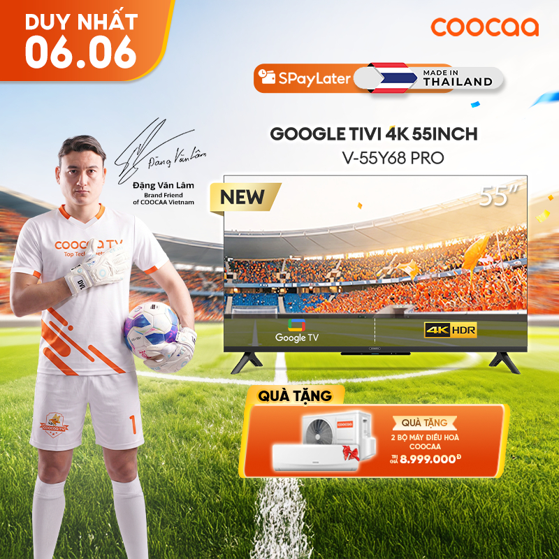 [Miễn phí lắp đặt HCM - HN] Google Tivi QLED Coocaa 55 inch - 55Y68 Pro