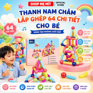 Bộ Thanh Nam Châm Lắp Ghép 64 Chi Tiết Cho Bé – Đồ Chơi Sáng Tạo, Phát Triển Tư Duy Và Kỹ Năng