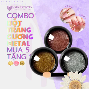 Bột Chà Tráng Gương Metal Ánh Kim MCB Mirror Powder - Vàng, Hồng, Bạc - 0,5g