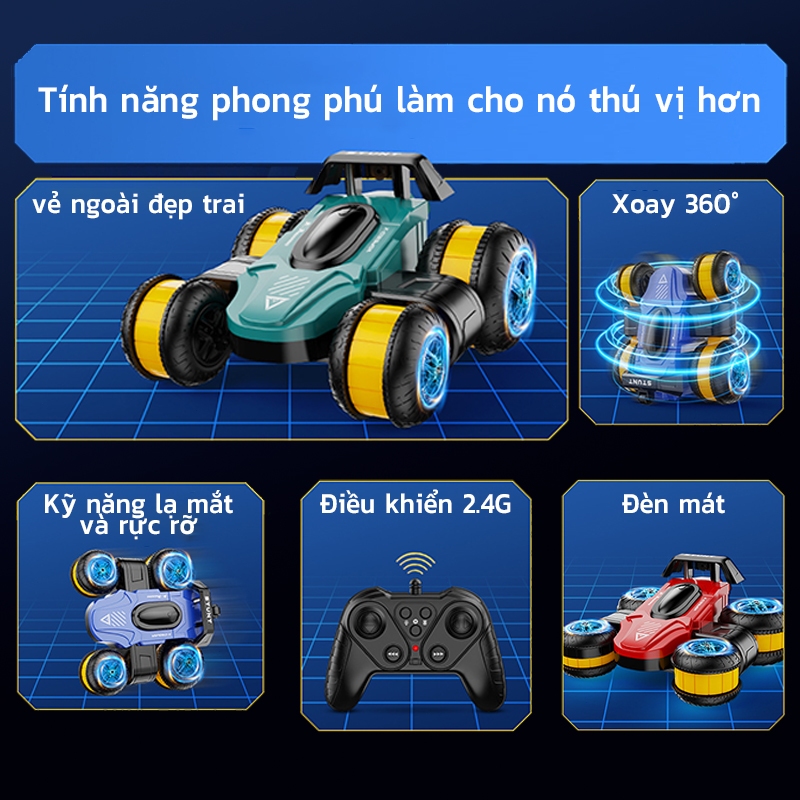 Xe đóng thế điều khiển từ xa | Đi bộ thẳng đứng xoay 360° + đèn LED mát mẻ | đồ chơi trẻ em địa hình