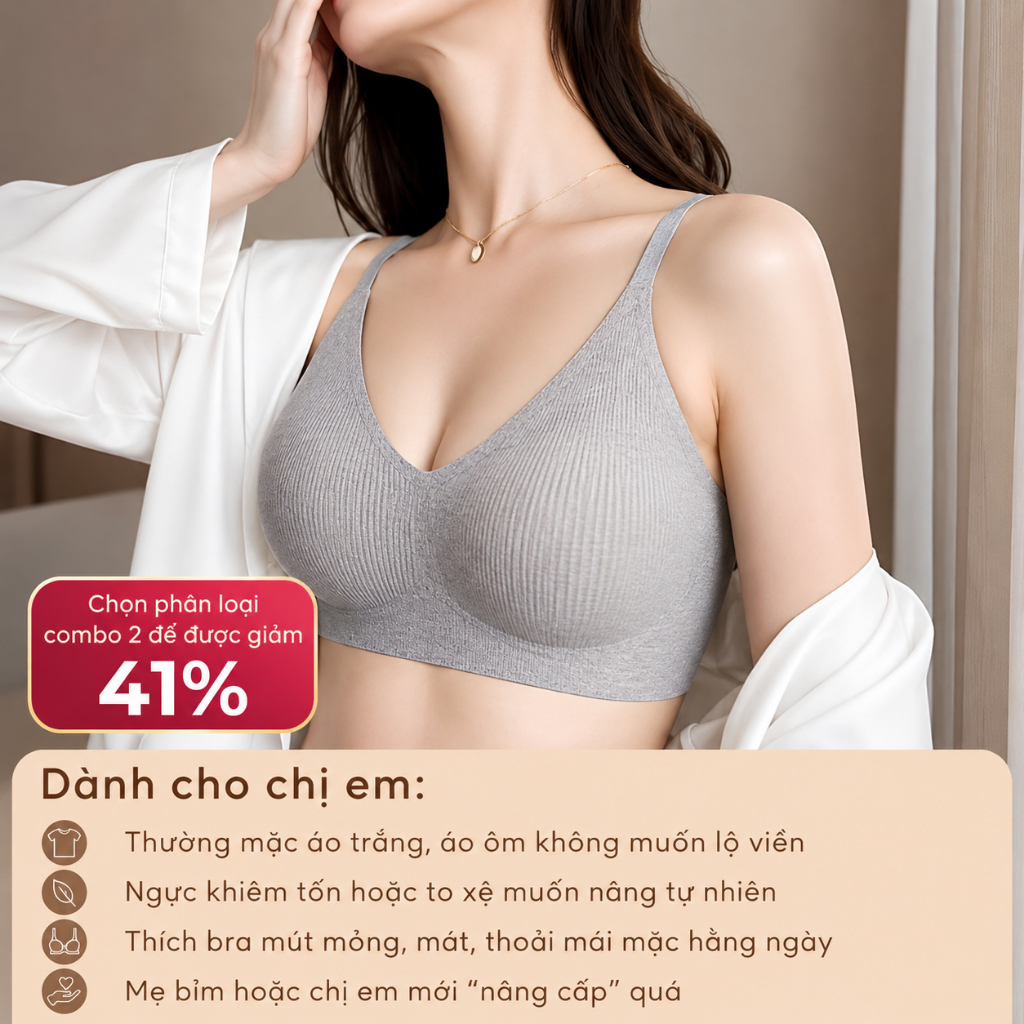 Bra Áo Lót Su Mút Mỏng Không Gọng Unilove Tàng Hình Không Lộ Viền Áo Ngực Áo Dài Nâng Tự Nhiên 6808