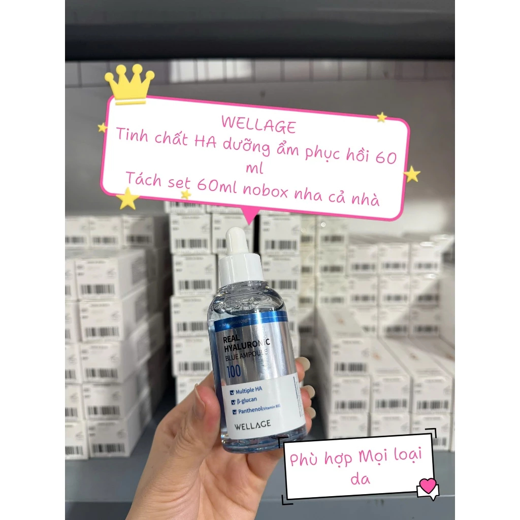 Tinh Chất Cấp Nước Phục Hồi Da Wellage Real Hyaluronic Blue Ampoule 60ml/75ml
