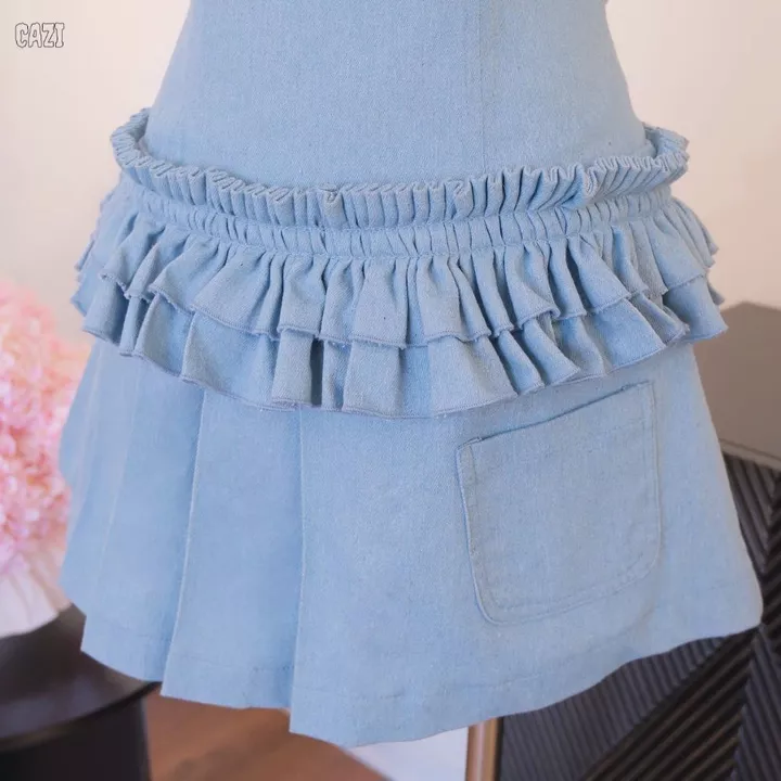 Váy 2 dây dáng xòe Cazi Luna Dress váy ôm body chân váy xếp ly ngắn