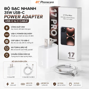 Bộ Sạc 35W USB-C Power Adapter Kèm Cáp Type C To Type C Bọc Dù Chuẩn US