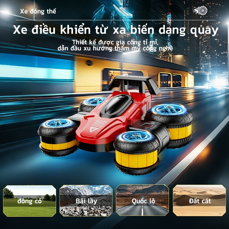 Xe đóng thế điều khiển từ xa | Đi bộ thẳng đứng xoay 360° + đèn LED mát mẻ | đồ chơi trẻ em địa hình