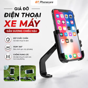 Kẹp Điện Thoại Xe Máy Gắn Gương Chiếu Hậu Khung Kim Loại ABS Chống Rung Lắc Tiện Dụng
