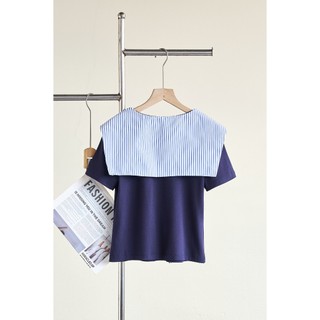 Áo Thun Cotton Nữ LAMER FASHION Cổ Tim Phối Khăn Vai Basic HSD V61B26H014