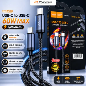 Cáp Sạc Nhanh HOCO DM-X12 USB-C 60W Dây Dù Chống Đứt Gãy Truyền Data Cho Laptop Điện Thoại