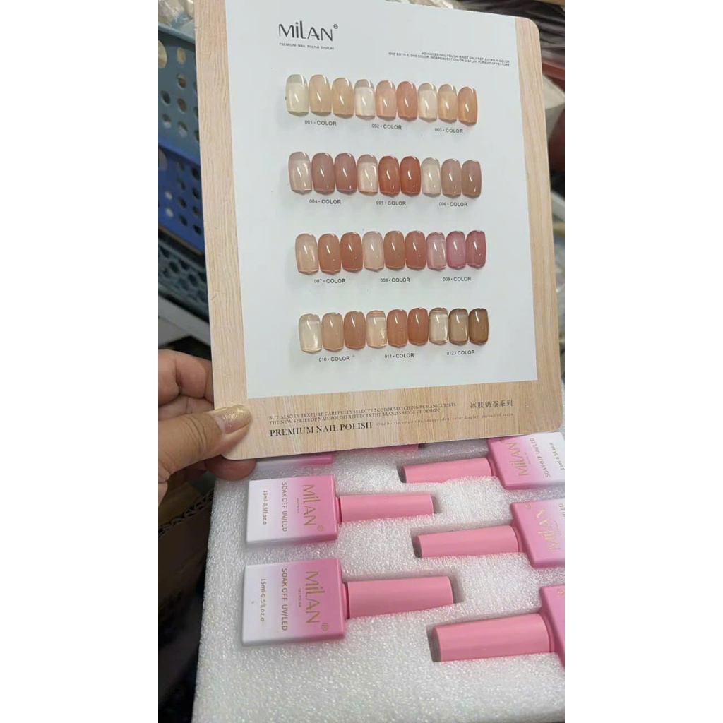 Sét Thạch MiLan 12 Màu Tặng Bảng Màu Gel Thạch Sữa Trong Veo Nịnh Da Sơn Gel Nail UV LED Độ Bóng Cao