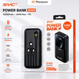 Pin Sạc Dự Phòng SYC S169 20000mAh Công Suất 240W Hỗ Trợ Sạc Nhanh PD Màn Hình Số