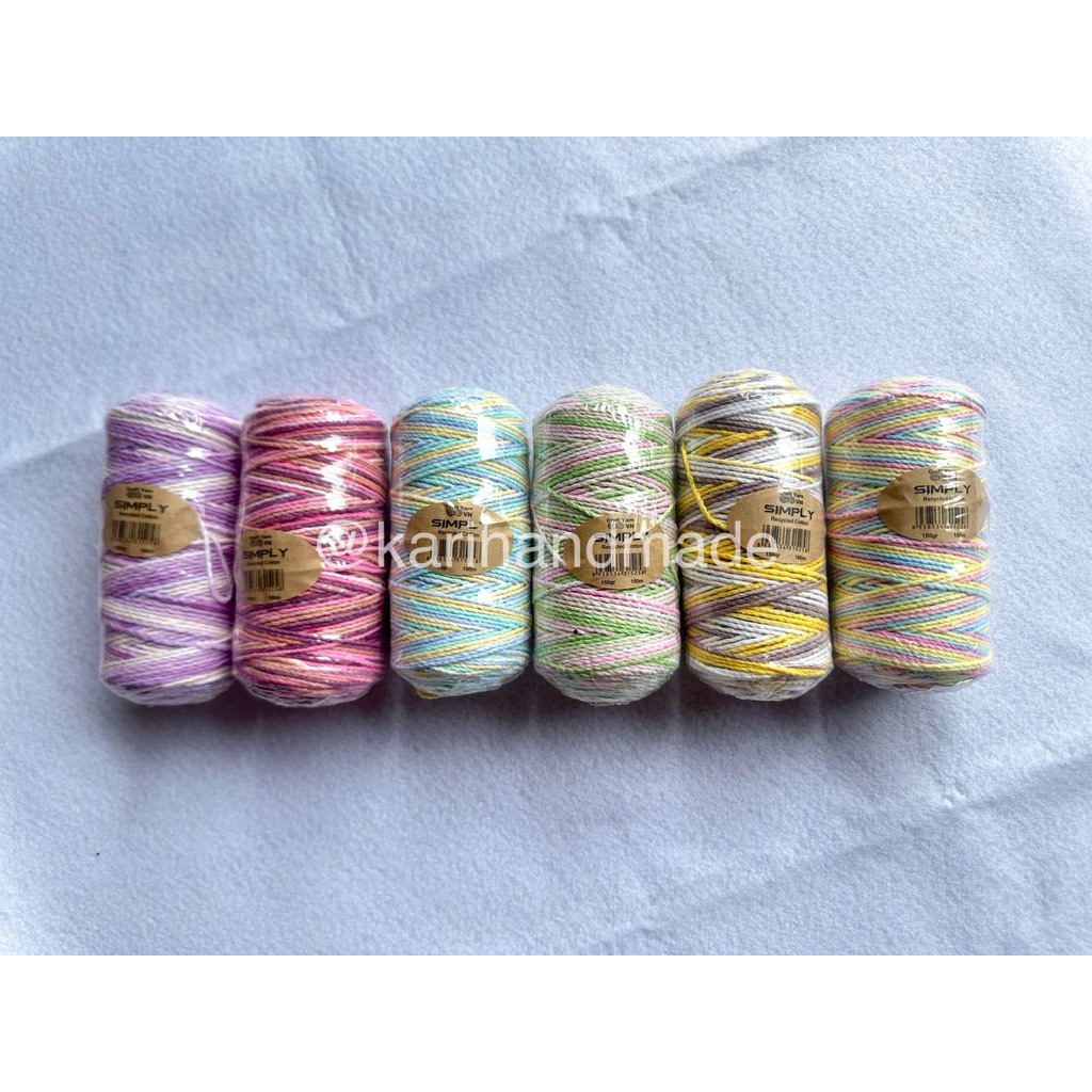 Sợi simply cotton 2mm màu loang 150gr