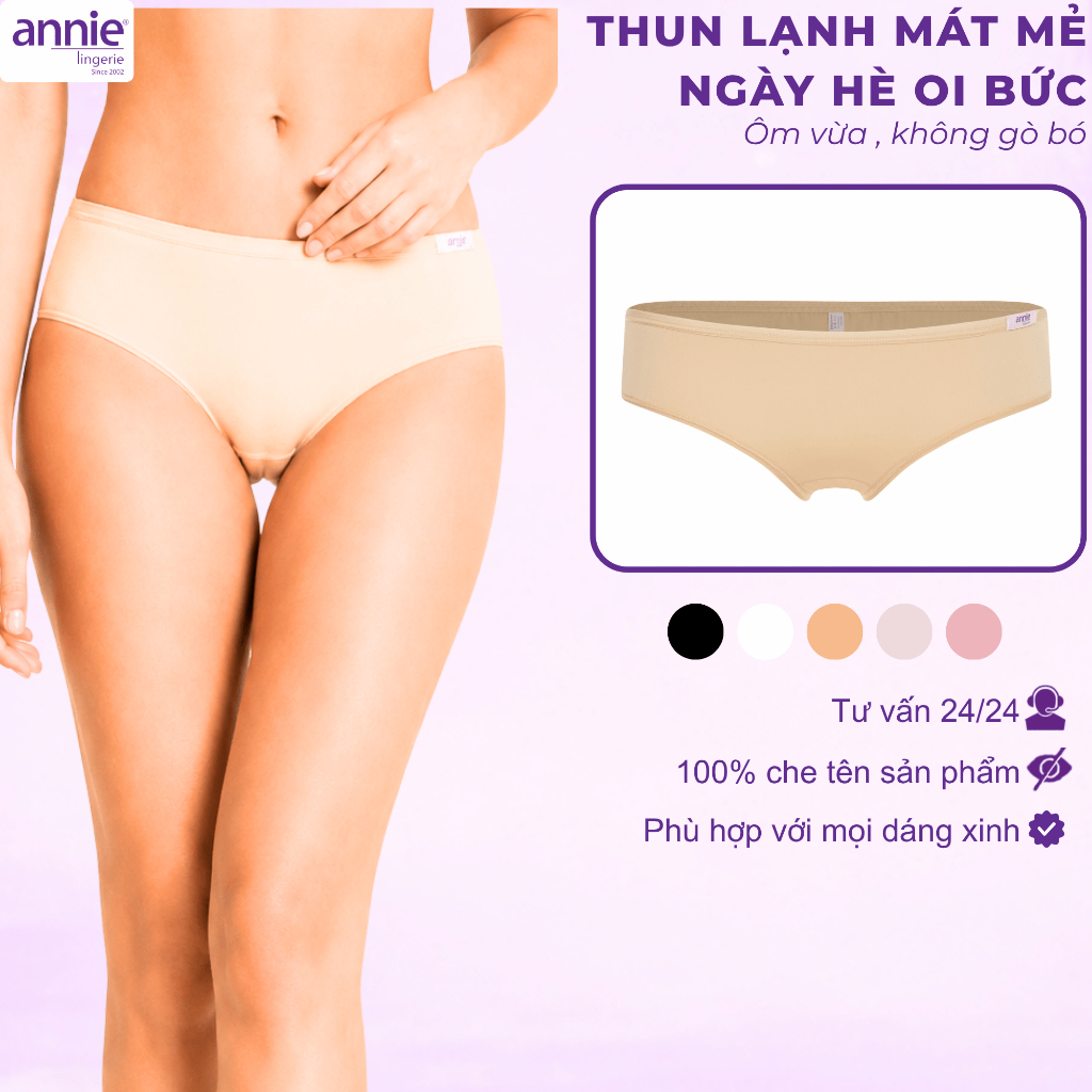 Quần lót nữ trơn thun lạnh, lưng thấp cao cấp annie QE4534 ôm sát cơ thể, trẻ trung, mềm mịn