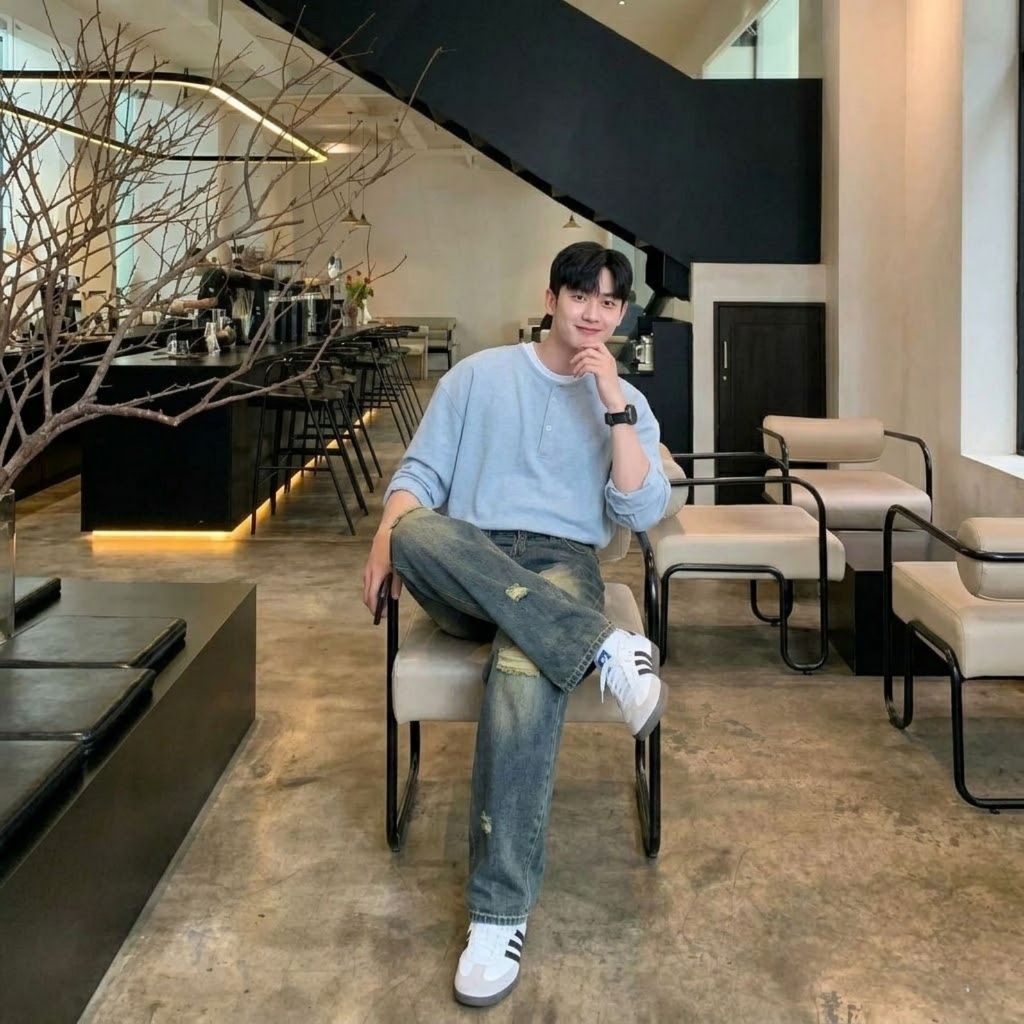 Quần jean nam rách ống suông phong cách streetwear Hàn Quốc cá tính học sinh, sinh viên