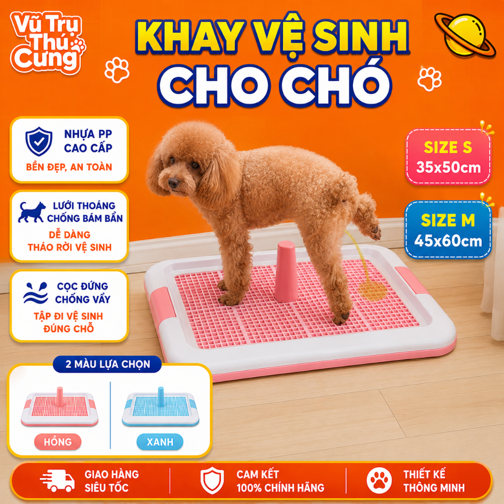 Khay vệ sinh cho chó dạng lưới, có cột, dễ vệ sinh