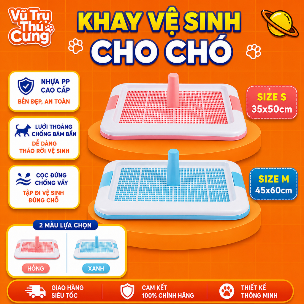 Khay vệ sinh cho chó dạng lưới, có cột, dễ vệ sinh