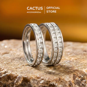 Nhẫn đính đá 1 line 2 line lấp lánh, nhẫn cặp trang sức nam nữ Titan không gỉ phụ kiện Cactus Acc