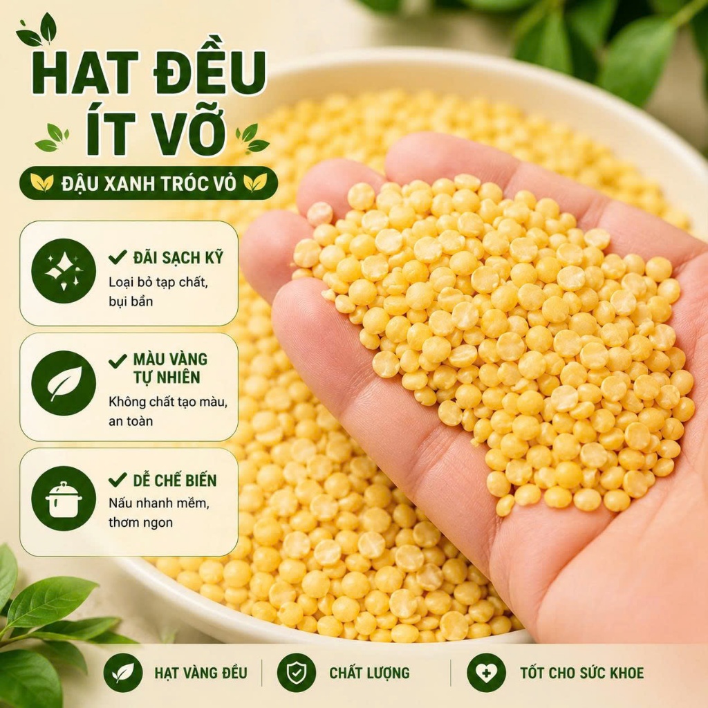 [Sỉ] Đậu Xanh Tróc Vỏ Bao Lớn – Hạt Đẹp Ít Vỡ – Dùng Gia Đình / Kinh Doanh