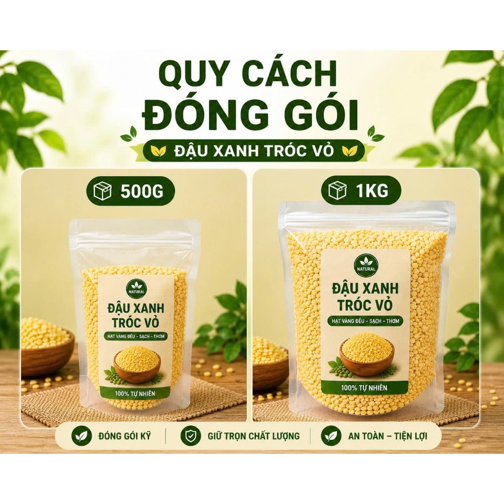 Đậu Xanh Tróc Vỏ Đãi Sạch Hạt Đều Không Tạp Chất Nấu Chè Làm Bánh