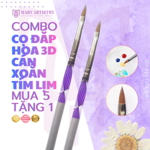 Cọ Đắp Hoa Nổi 3D Cán Xoắn Mary Artistry Màu Tím Số 3 Cao Cấp Chuyên Nghiệp