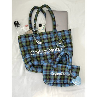 Sẵn - Túi Crying center chần bông họa tiết kẻ ô (Quilted Plaid Tote Bag) - Sẵn Hoả Tốc