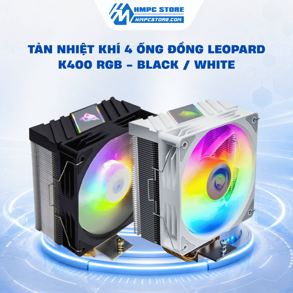 Tản nhiệt khí 4 ống đồng Jungle Leopard K400 RGB - Black / White - BH 12 tháng