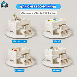 Bộ Bàn Ghế Lego Đa Năng Pakey, Bàn Chơi Xếp Hình Nhựa Nguyên Sinh Cao Cấp Kèm 389 Miếng Lego + Bảng Vẽ Tiện Lợi