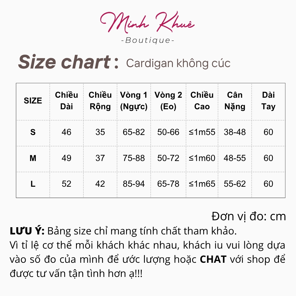 Áo Cardigan Không Cúc Nữ Thun Borip Lụa CAR07 Mềm Mịn, Co Giãn, Thoáng Mát Minh Khuê Boutique