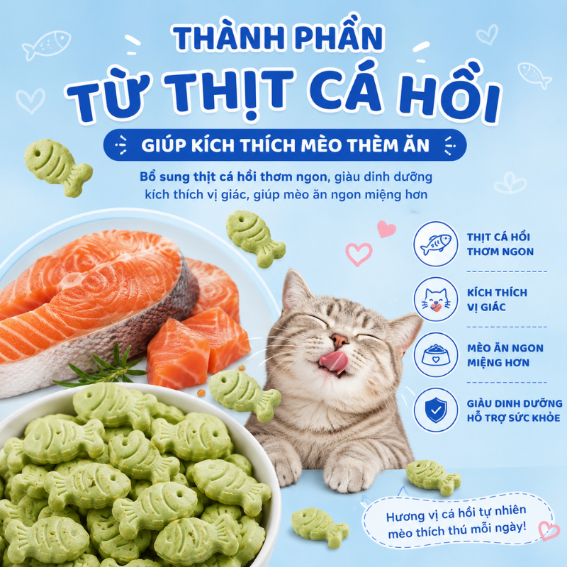 Bánh Cá Thưởng Cho Mèo Matchwell 40g – Snack Catnip, Bổ Sung Canxi, Hỗ Trợ Tiêu Búi Lông, Sạch Răng