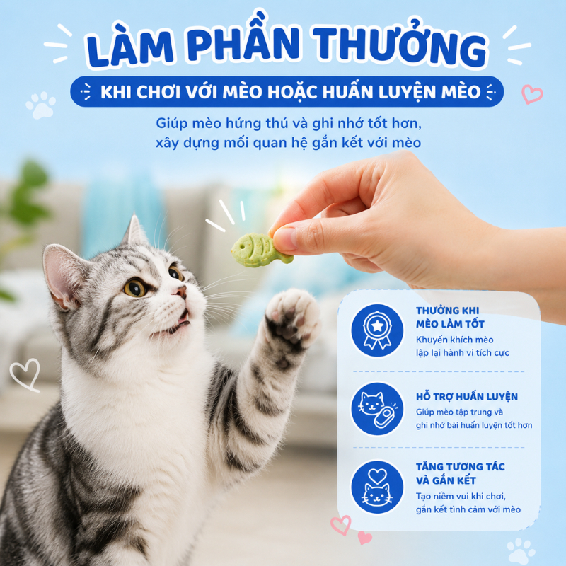 Bánh Cá Thưởng Cho Mèo Matchwell 40g – Snack Catnip, Bổ Sung Canxi, Hỗ Trợ Tiêu Búi Lông, Sạch Răng