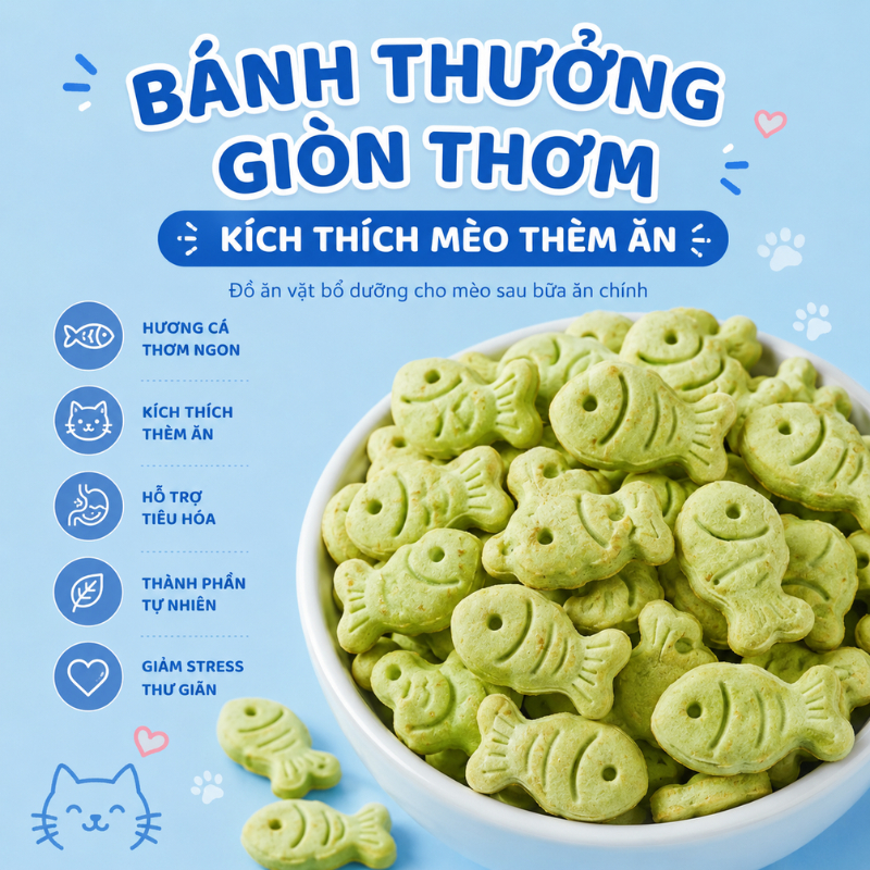 Bánh Cá Thưởng Cho Mèo Matchwell 40g – Snack Catnip, Bổ Sung Canxi, Hỗ Trợ Tiêu Búi Lông, Sạch Răng