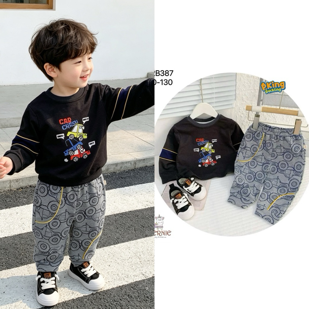 Áo và bộ đồ bé trai dài tay thu đông Bernie cho bé 9–24kg (size 80–130), set quần áo trẻ em ấm áp mùa lạnh