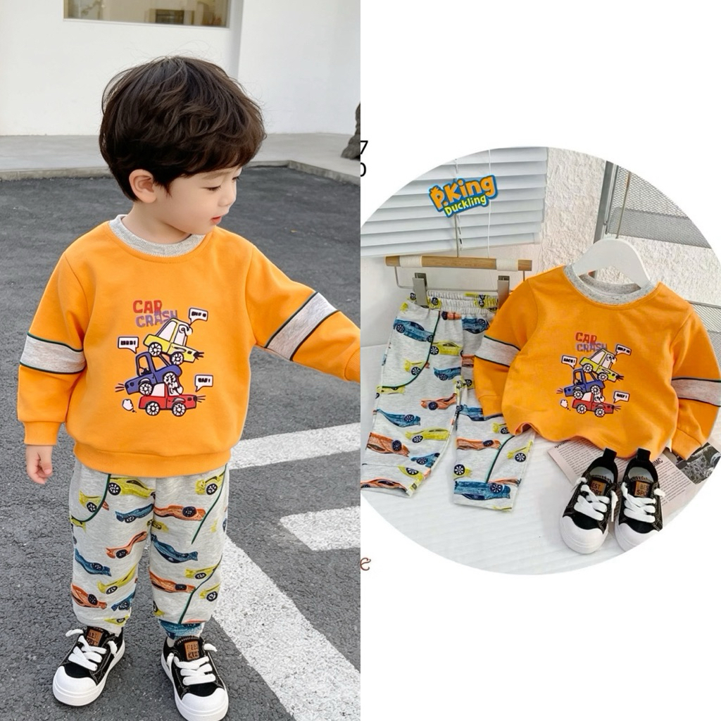 Áo và bộ đồ bé trai dài tay thu đông Bernie cho bé 9–24kg (size 80–130), set quần áo trẻ em ấm áp mùa lạnh