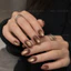 Nailbox nâu mắt mèo ánh trăng, móng úp form tròn ngắn đơn giản đi học đi làm TẶNG KEO LEUBOX
