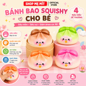 Bánh Bao Squishy Mochi Siêu Mềm Đàn Hồi Chậm Trong Hộp – Đồ Chơi Giảm Stress Trang Trí Bàn Học