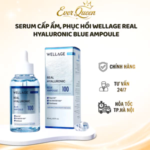 Serum Wellage Real Hyaluronic Blue Ampoule 60ml Cấp Ẩm, Phục Hồi Da Chuyên Sâu - Ever Queen