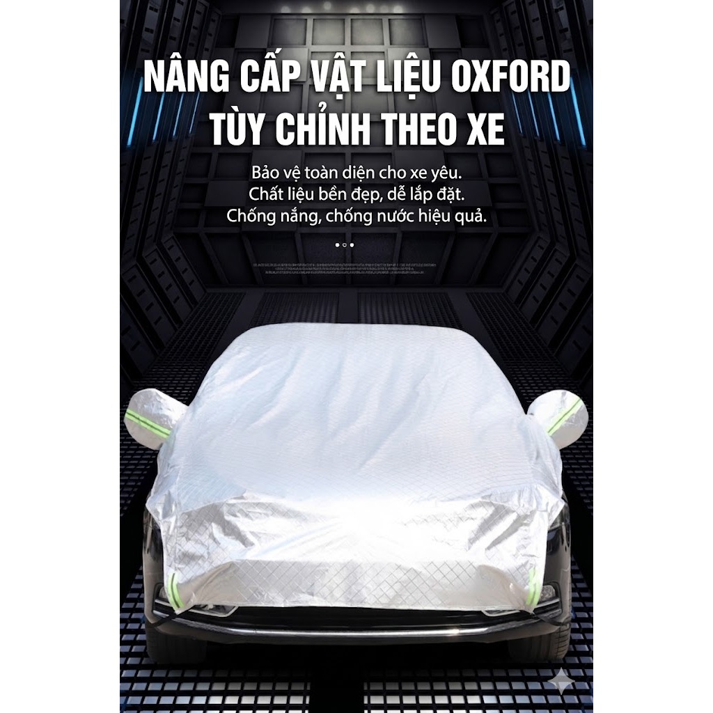 Bạt Trùm Nửa Xe Ô TÔ - Bạt 3 Lớp Tráng Nhôm Cách Nhiệt Cao Cấp Trùm Kín Nửa Thân Xe Chống Nắng Nóng Hiệu Quả
