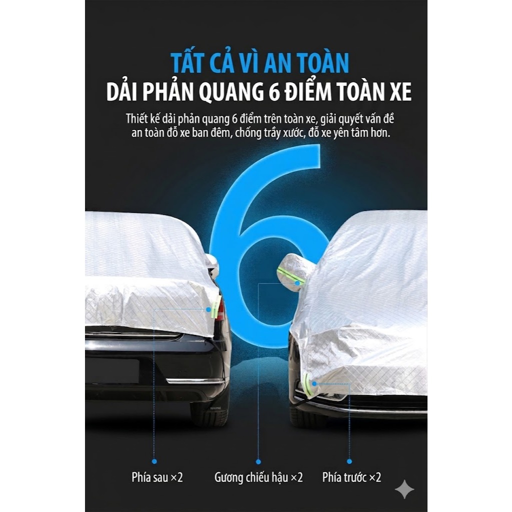Bạt Trùm Nửa Xe Ô TÔ - Bạt 3 Lớp Tráng Nhôm Cách Nhiệt Cao Cấp Trùm Kín Nửa Thân Xe Chống Nắng Nóng Hiệu Quả