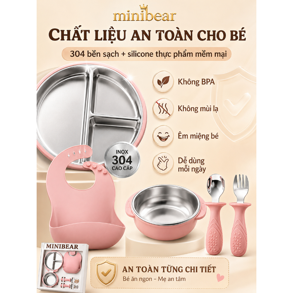 Khay ăn dặm silicon đế hút chân không – Chống đổ, chống trượt, có đế hút không dễ bị đổ – An toàn cho trẻ nhỏ
