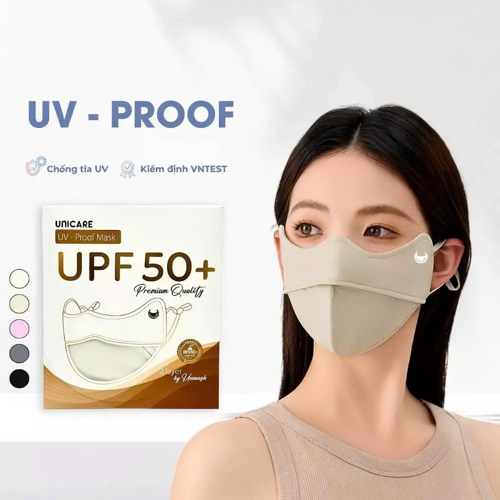Khẩu trang Chống Tia UV UNICARE UV- Proof Mask Chất Lụa Băng Mềm Mịn Mát Thông Thoáng
