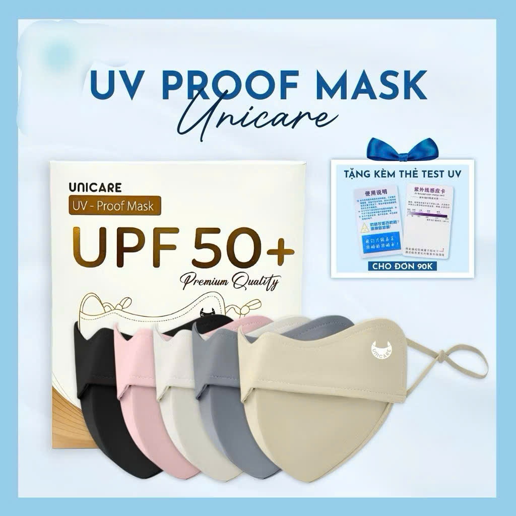 Khẩu trang Chống Tia UV UNICARE UV- Proof Mask Chất Lụa Băng Mềm Mịn Mát Thông Thoáng